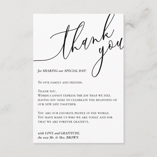 Blank Modern Signature Custom Photo Thank You Enclosure Card