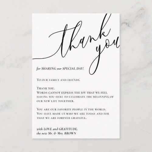 Blank Modern Signature Custom Photo Thank You Enclosure Card