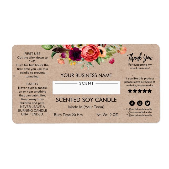 Blank Modern Soy Candle Labels (Front)