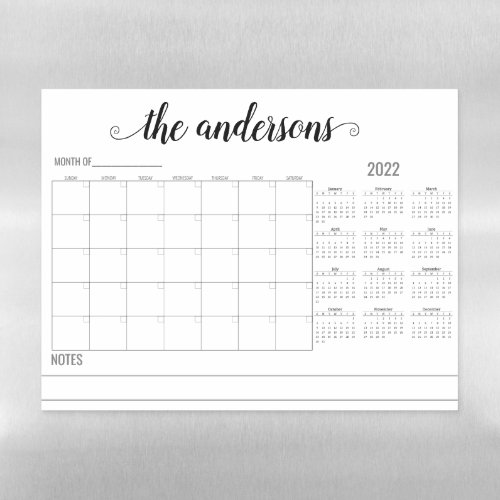  Blank Month Monogram Planner 2022 Calendar  Magnetic Dry Erase Sheet
