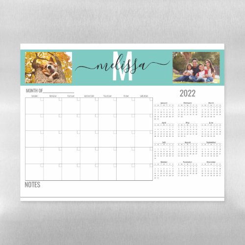  Blank Month Monogram Planner 2022 Calendar Photo  Magnetic Dry Erase Sheet