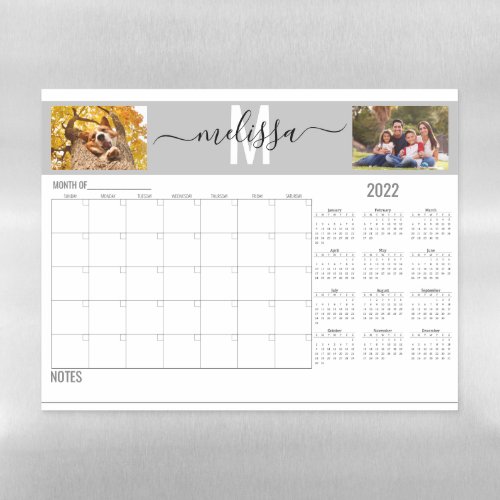  Blank Month Monogram Planner 2022 Calendar Photo  Magnetic Dry Erase Sheet
