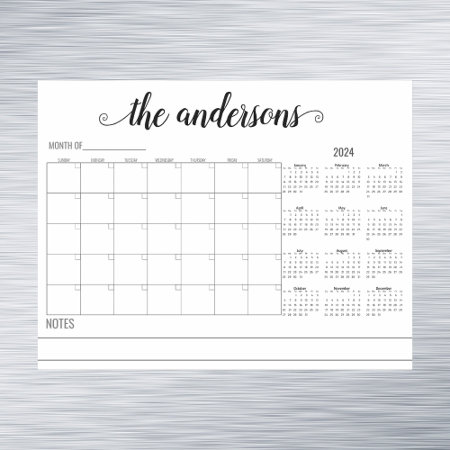 Blank Month Monogram Planner 2024 Calendar   Magnetic Dry Erase Sheet
