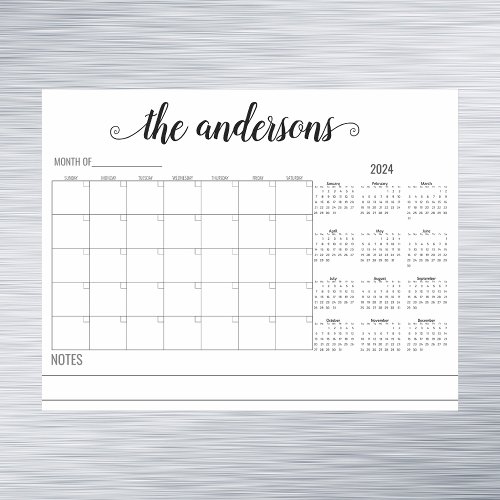  Blank Month Monogram Planner 2024 Calendar   Magnetic Dry Erase Sheet