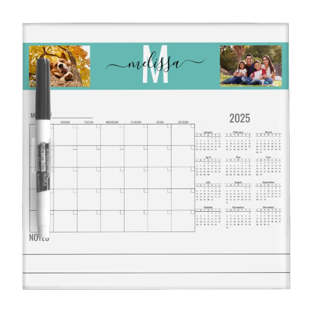  Blank Month Monogram Planner 2025 Calendar Photo  Dry Erase Board (Front)