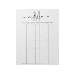 Blank Month Monogram Planning Calendar Planner Notepad