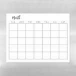 Blank monthly calendar magnetic dry erase sheet<br><div class="desc">A simple blank calendar grid,  to organize your monthly schedule like a pro. Customizable text colors.</div>
