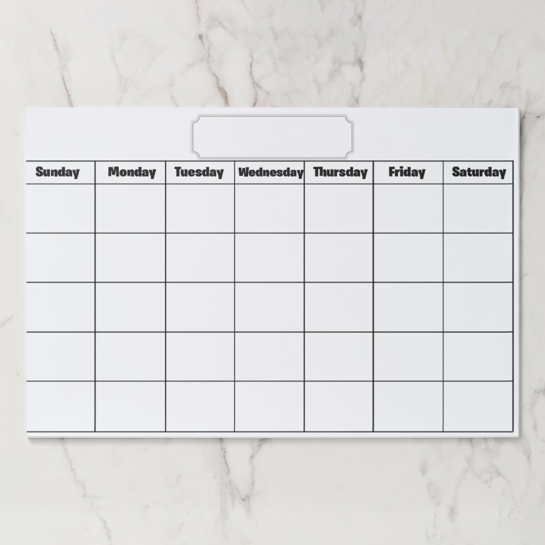 Blank Monthly Calendar Paper Pad Zazzle