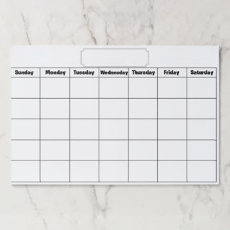 Blank Monthly Calendar Paper Pad
