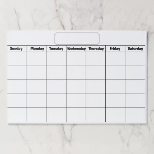 Blank Monthly Calendar Paper Pad