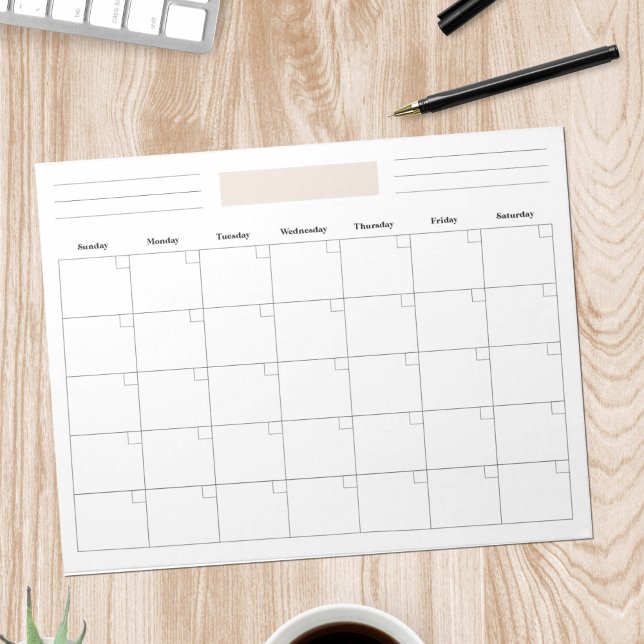 Blank Monthly Calendar Planner Notepad (blank, minimalist monthly planner notepad)