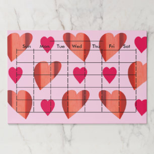 Blank Monthly Planner Chart with Days of the Week  Paper Pad