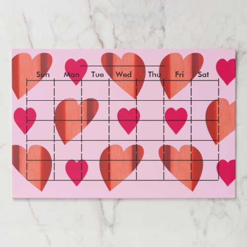 Blank Monthly Planner Chart with Days of the Week  Paper Pad