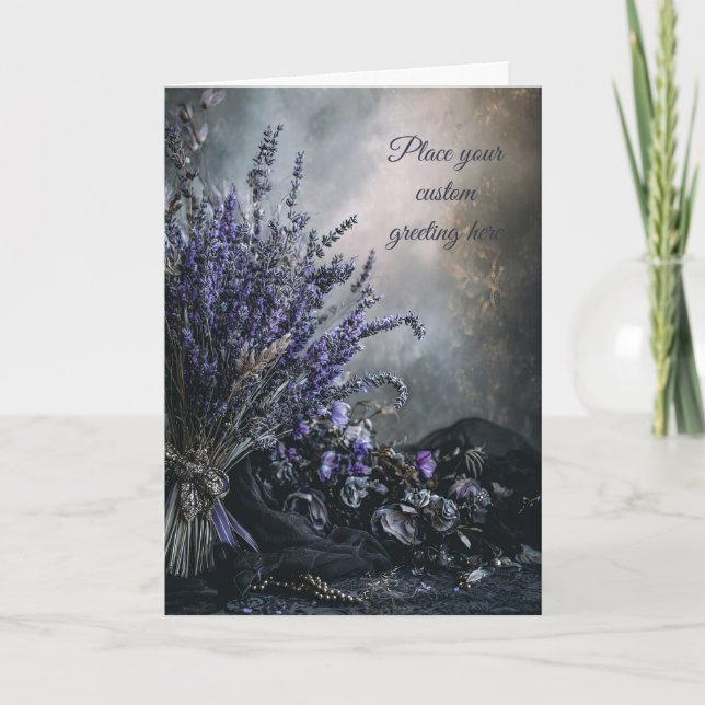 Blank Moody, Elegant Lavender Floral Editable Card (Front)