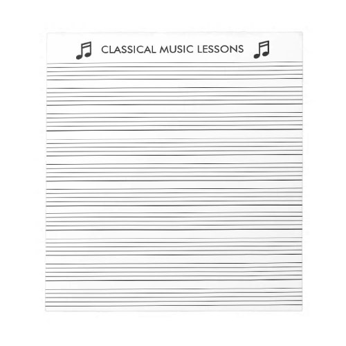 Blank music score sheet for teaching classic notes