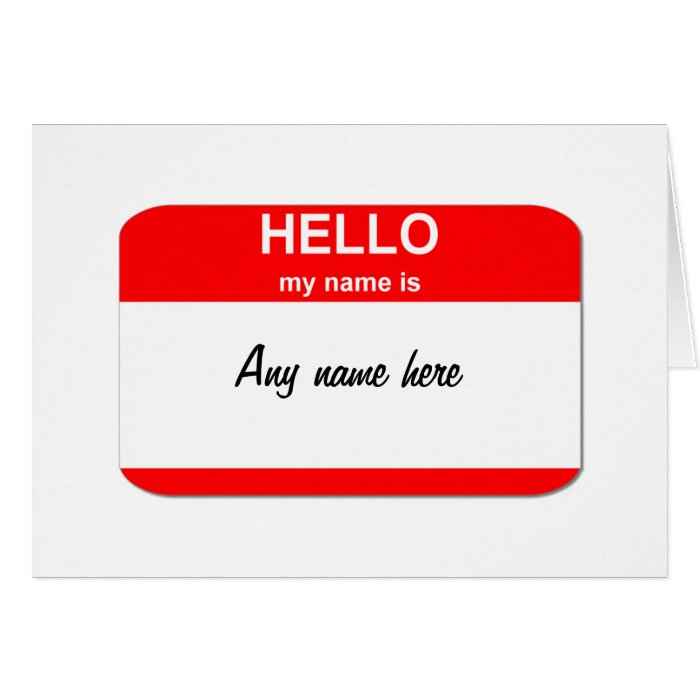 Blank name tag template card