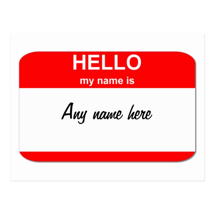 Blank name tag template postcards