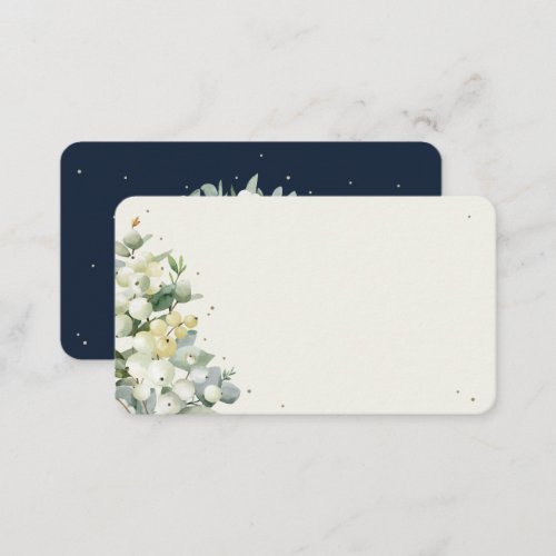 Blank NavyCream SnowberryEucalyptus Wedding Place Card