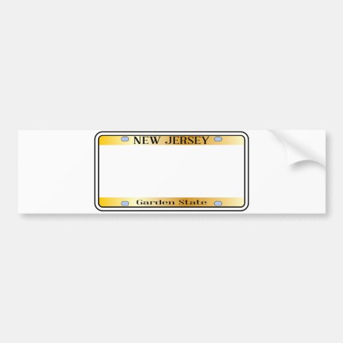 Blank New Jersey State License Plate Bumper Sticker