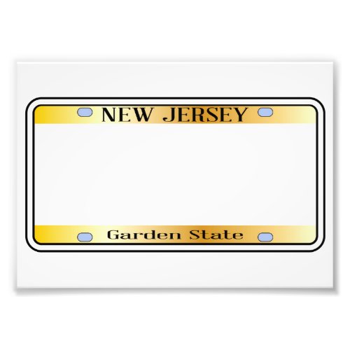 Blank New Jersey State License Plate Photo Print