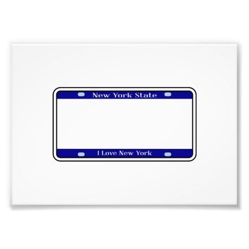 Blank New York State License Plate Photo Print