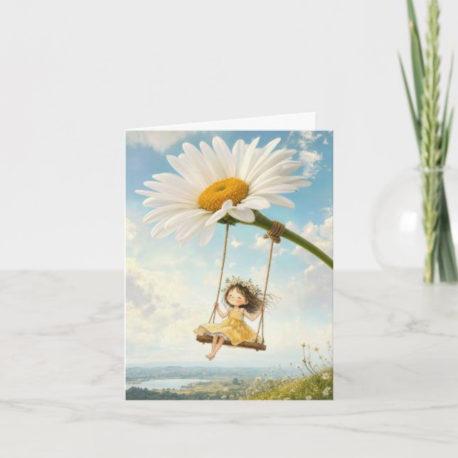 Blank Note Card Daisy Swing (Front)