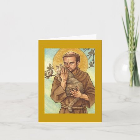 Blank Note Card St Francis & Cat