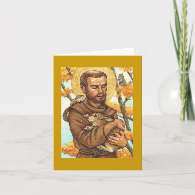 blank note card St Francis & rabbit (Front)