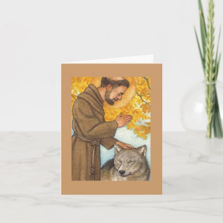 Blank Note Card St Francis & Wolf