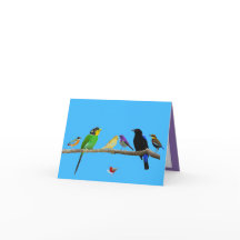blank note card with birds and color