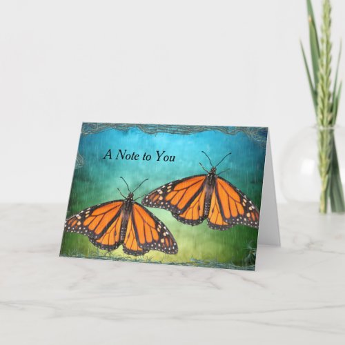 Blank Note Card with Monarch Butterflies