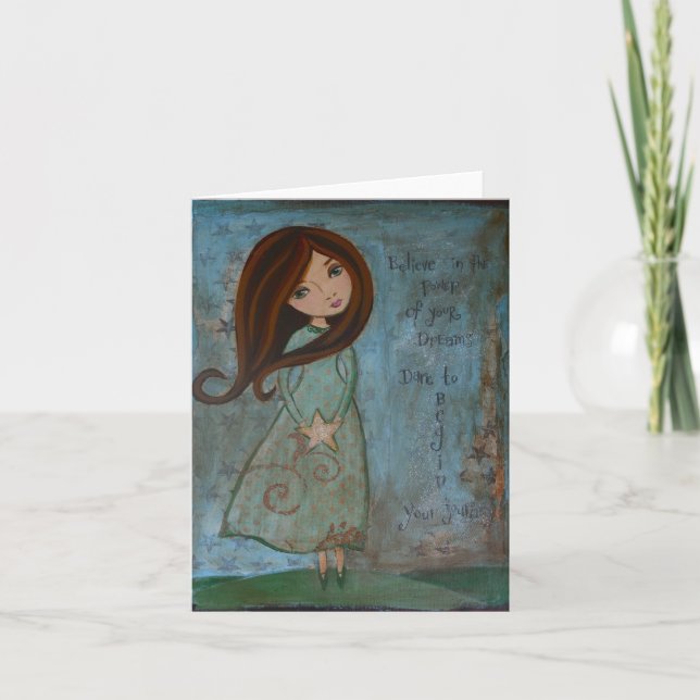 Blank Notecard Folk Art Girl (Front)