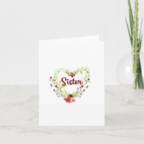 Blank Notecard for Sister with Flowers Heart