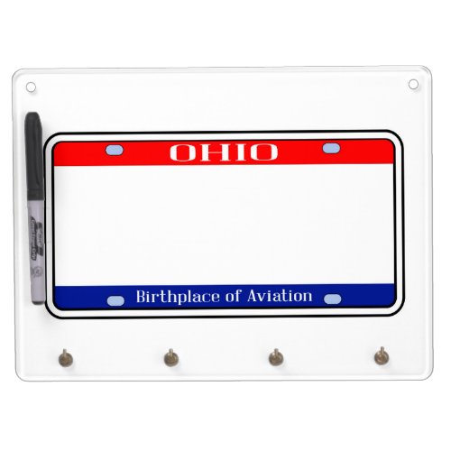 Blank Ohio License Plate Dry Erase Board With Keychain Holder