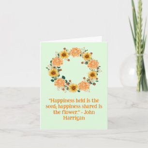 Blank Orange Flower Whimsical Floral Wreath Card