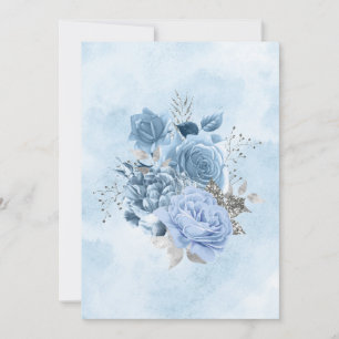Blank Pale Blue Watercolor Flowers Announcement
