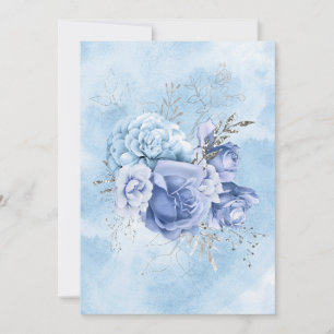 Blank Pale Blue Watercolor Flowers Announcement