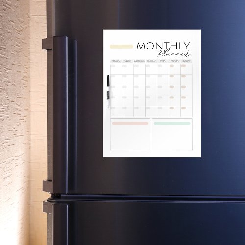 Blank Pastel Monthly Reminder Notes Goals Planner  Dry Erase Board