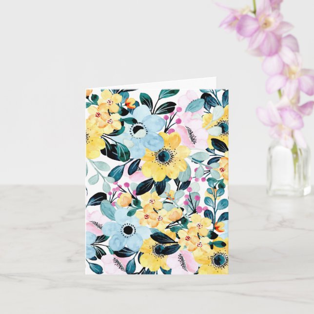 Blank Pastel Summer Flowers Notecard – Soft Floral (Orchid)