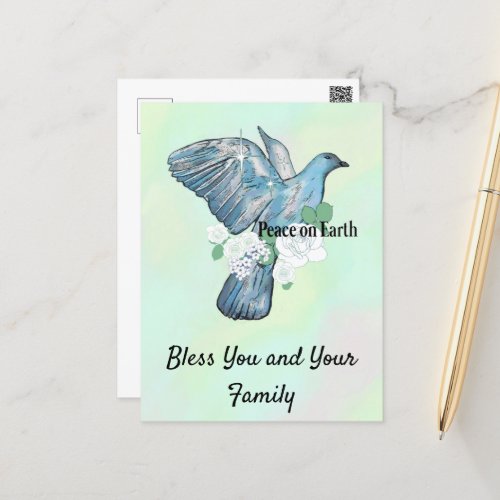 Blank Personalized  with Peace on Earth Postcard