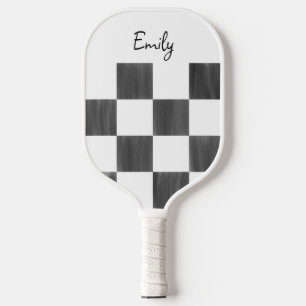 Blank Pink and White Checkerboard Personalized Pickleball Paddle