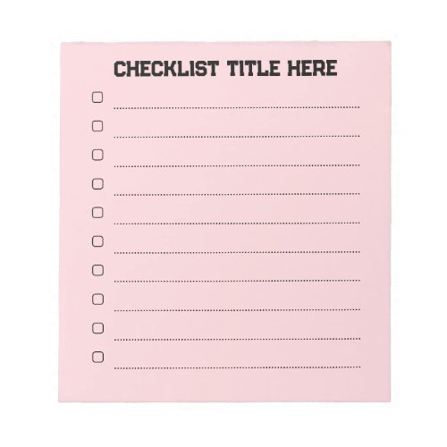 Blank Pink Checklist Notepad