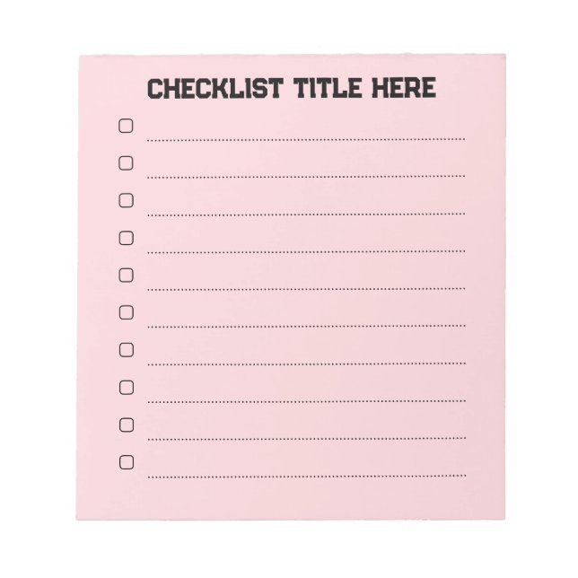 Blank Pink Checklist Notepad (Front)
