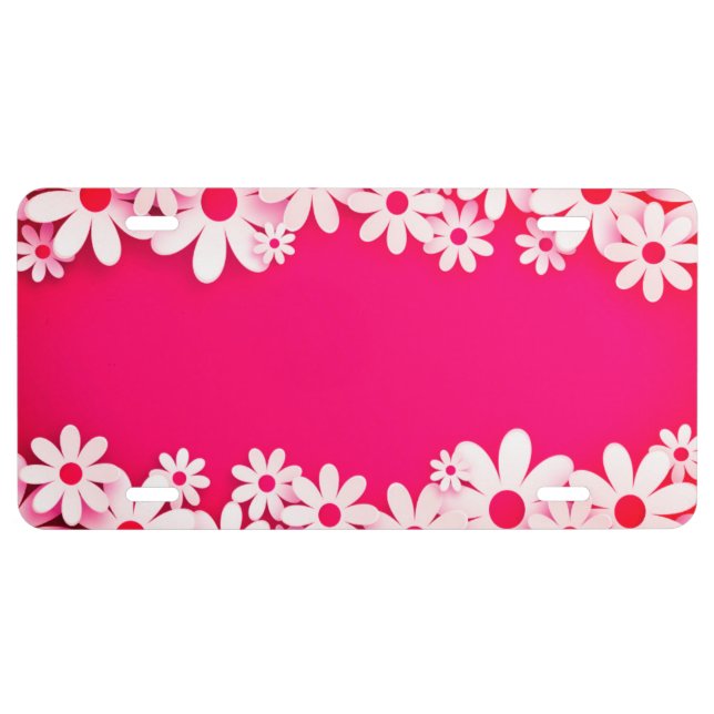 Blank Pink Floral License Plate (Front)