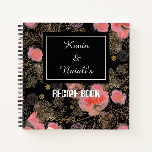 Blank  Pink Floral Recipe book