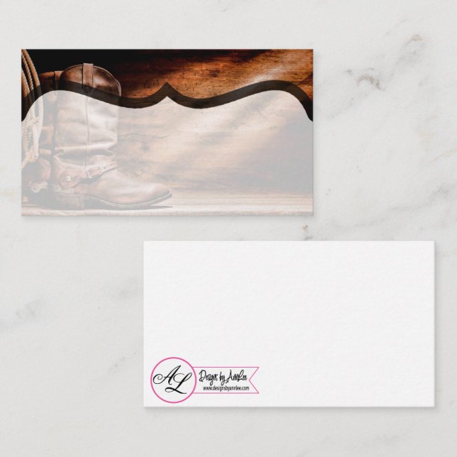 Blank Place Cards Cowboy Boots Barn Wood Rustic Co (Front/Back)