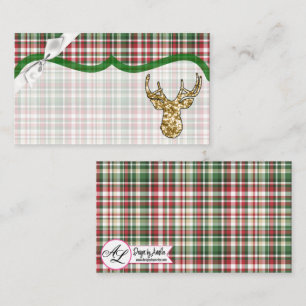 Blank Place Cards Gold Glitter Reindeer Plaid Buck