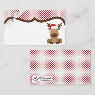 Blank Place Cards Reindeer Christmas XMAS Polka Do