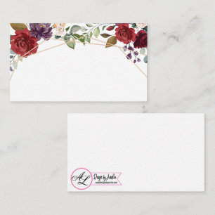 Blank Place Cards White Roses Gold Geometric