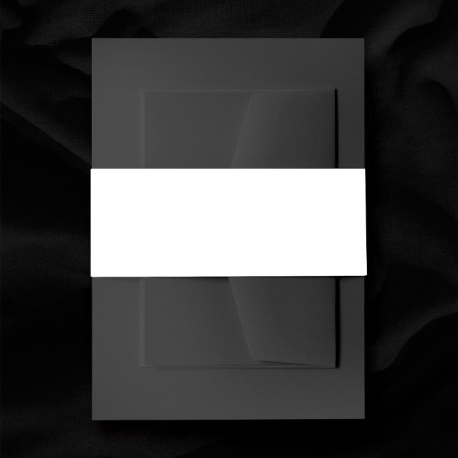 Blank Plain White Wedding Invitation Belly Band (In Situ of plain white belly band on dark envelope and invite)